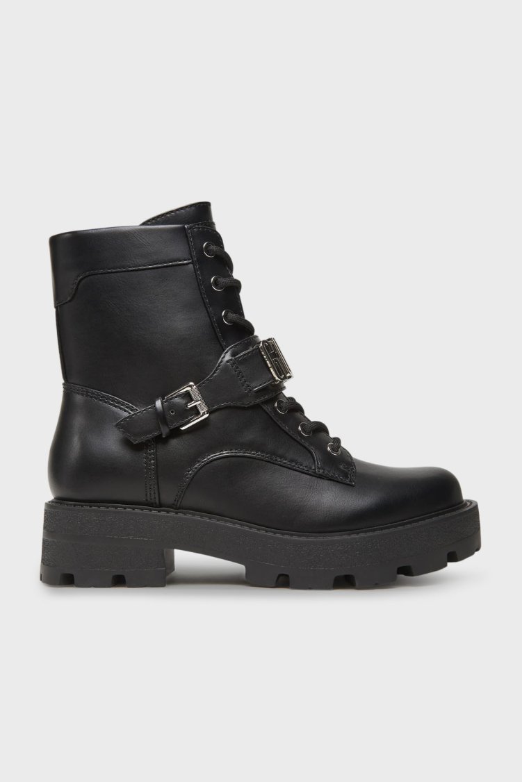 Guess Yanzy Logolu Kemer Detaylı Kalın Tabanlı Postal FLTYNZELE10 Kadın Bot FLTYNZ ELE10 BLACK SİYAH - Guess