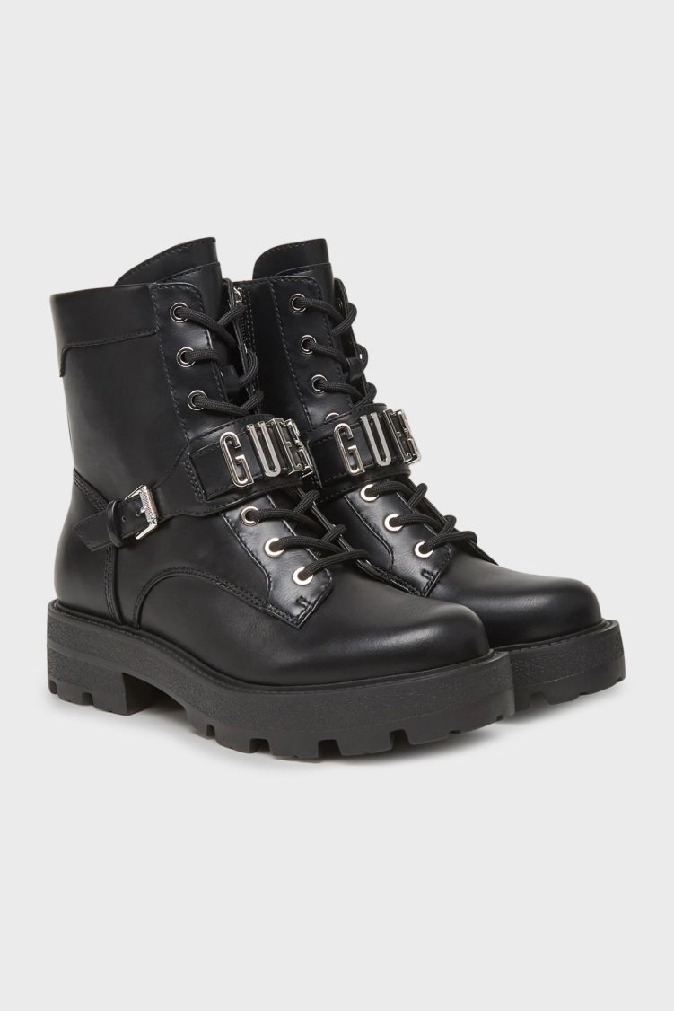 Guess Yanzy Logolu Kemer Detaylı Kalın Tabanlı Postal FLTYNZELE10 Kadın Bot FLTYNZ ELE10 BLACK SİYAH - Guess (1)