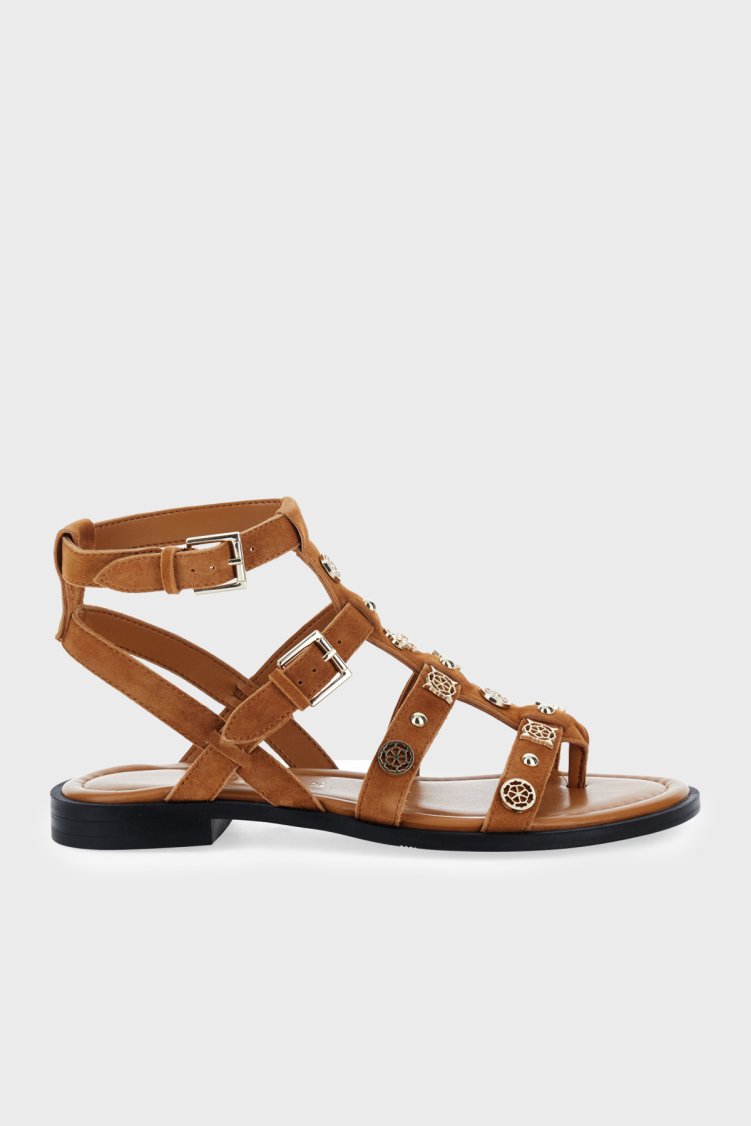 Guess Yazza Deri Aksesuar Detaylı FLJY2ZSUE03 Kadın Sandalet FLJY2Z SUE03 BROWN KAHVE - Guess