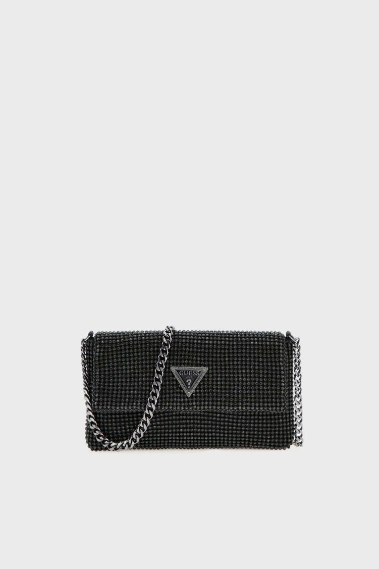 Guess Zalina Logolu Taşlı Çıkarılabilir Zincir Askılı HWRB9350700 Bayan Çanta HWRB93 50700 BLA SİYAH - Guess