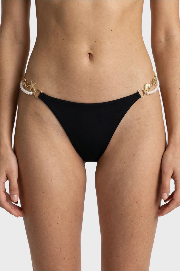 Guess Zincirli Brezilya Bikini Alt E6GO00KF412 Kadın Bikini Altı E6GO00 KF412 JBLK SİYAH - Guess