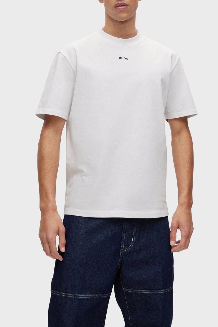 Hugo % 100 Pamuk Bisiklet Yaka Relaxed Fit Erkek T Shirt 50488330 100 BEYAZ - Hugo