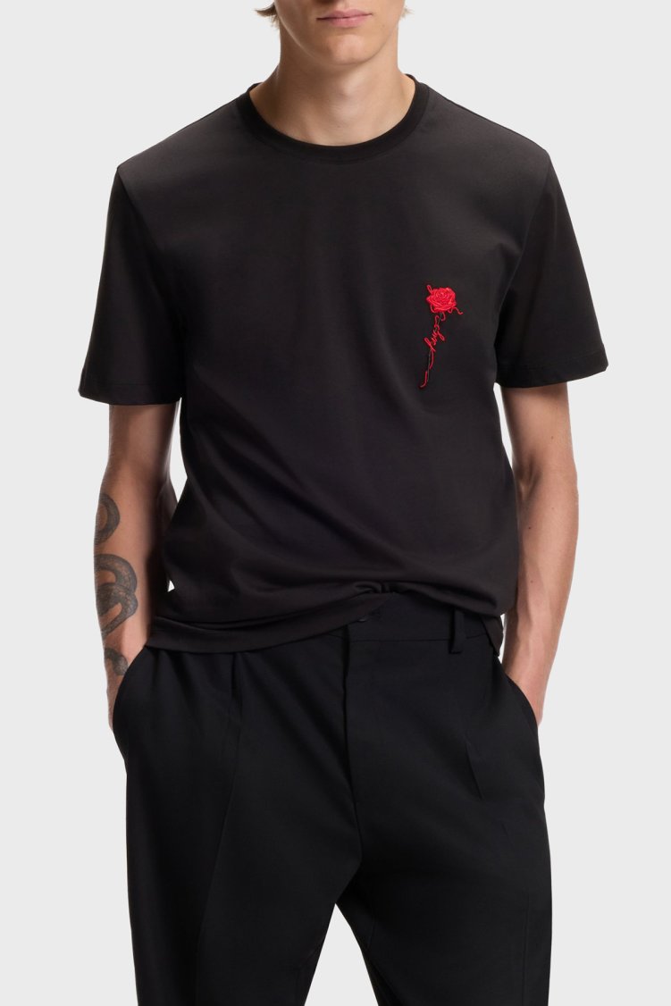 Hugo % 100 Pamuk Regular Fit Bisiklet Yaka Erkek T Shirt 50574447 001 Siyah - Hugo