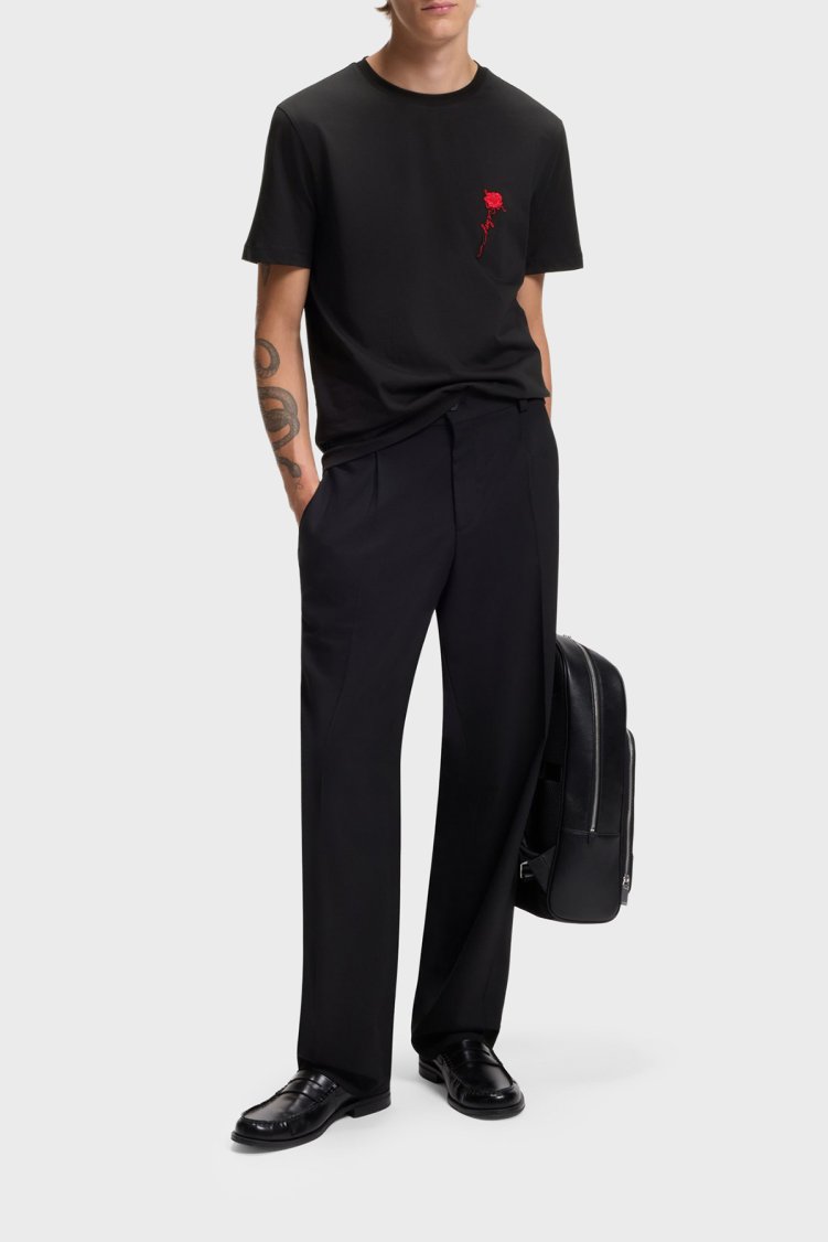 Hugo % 100 Pamuk Regular Fit Bisiklet Yaka Erkek T Shirt 50574447 001 Siyah - Hugo (1)