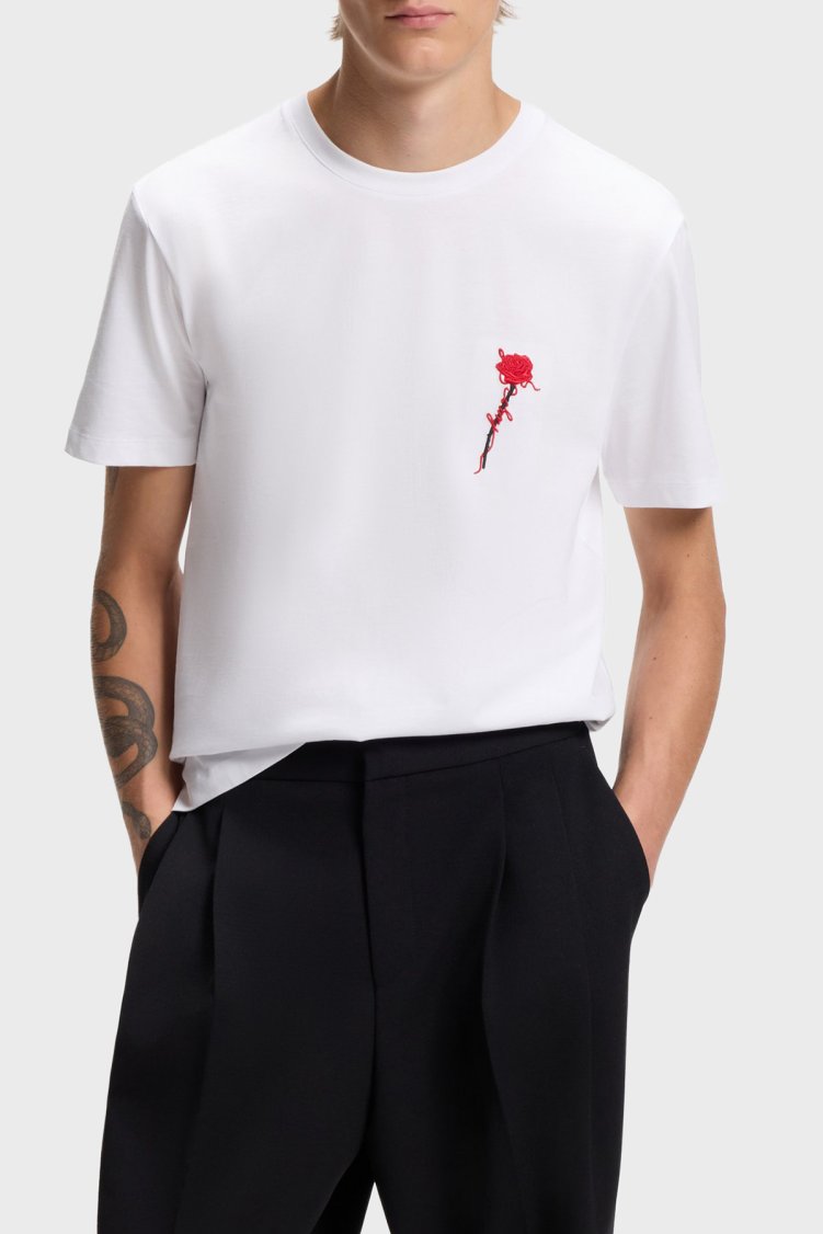 Hugo % 100 Pamuk Regular Fit Bisiklet Yaka Erkek T Shirt 50574447 100 Beyaz - Hugo