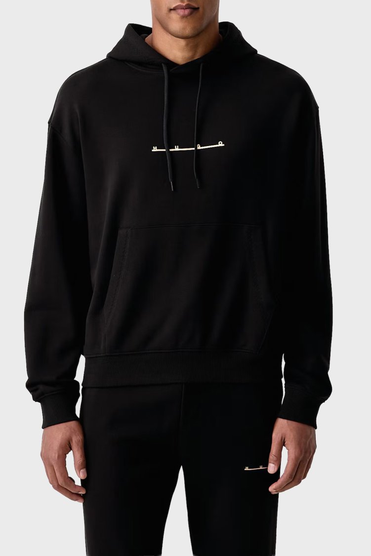 Hugo %100 Pamuk Relaxed Fit Bisiklet Yaka Logo Baskılı Erkek Sweat 50568110 001 Siyah - Hugo