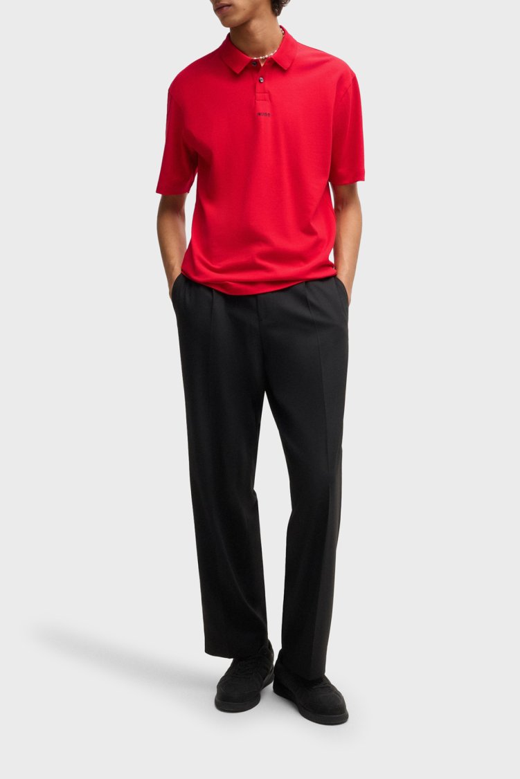 Hugo % 100 Pamuk Relaxed Fit Düğmeli Erkek Polo Yaka T Shirt 50493206 694 KIRMIZI - Hugo (1)