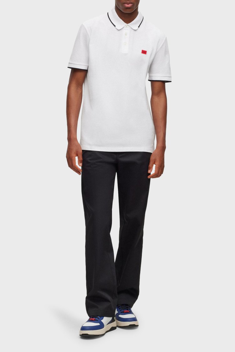Hugo % 100 Pamuk Slim Fit Erkek Polo Yaka T Shirt 50490775 120 BEYAZ - Hugo (1)