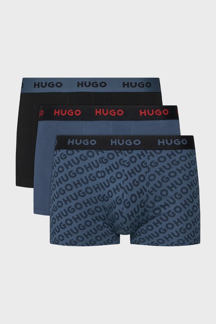 Hugo 3 Pack Logo Baskılı Erkek Boxer 50532550 466 Lacivert - Hugo