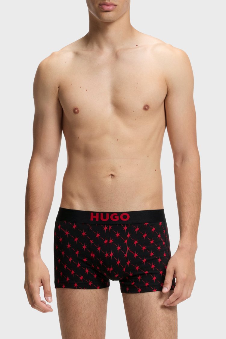Hugo 3 Pack Yıldız Desenli Logolu Erkek Boxer 50549140 641 Siyah - Hugo (1)