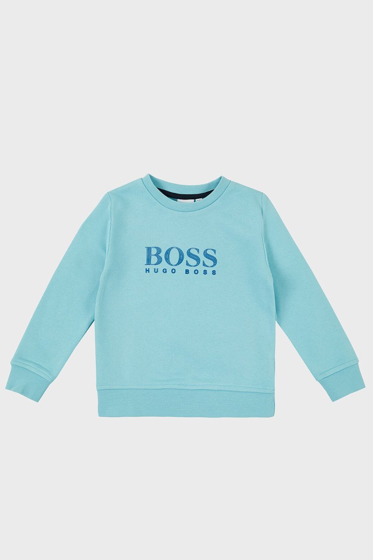 Hugo Boss Pamuklu Bisiklet Yaka Çocuk 25L34 748 Sweat 25L34/748 WATER GREEN Turkuaz - Hugo Boss