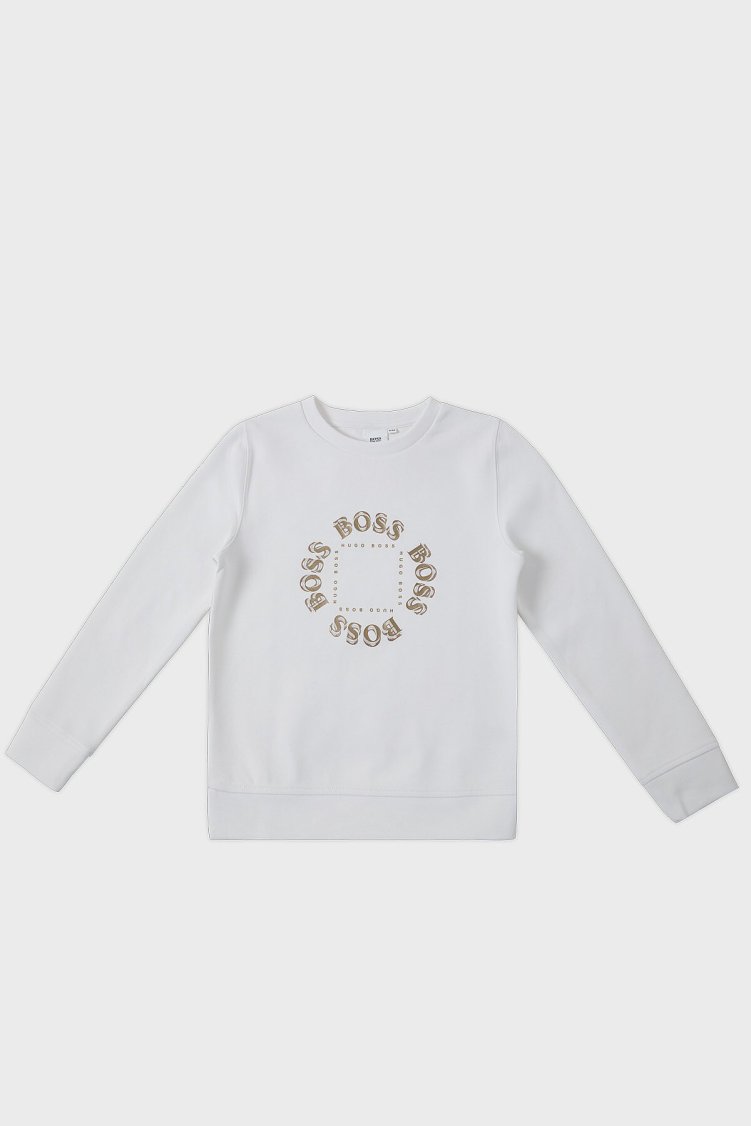 Hugo Boss Pamuklu Bisiklet Yaka Çocuk 25L39 10B Sweat 25L39/10B WHITE Beyaz - Hugo Boss