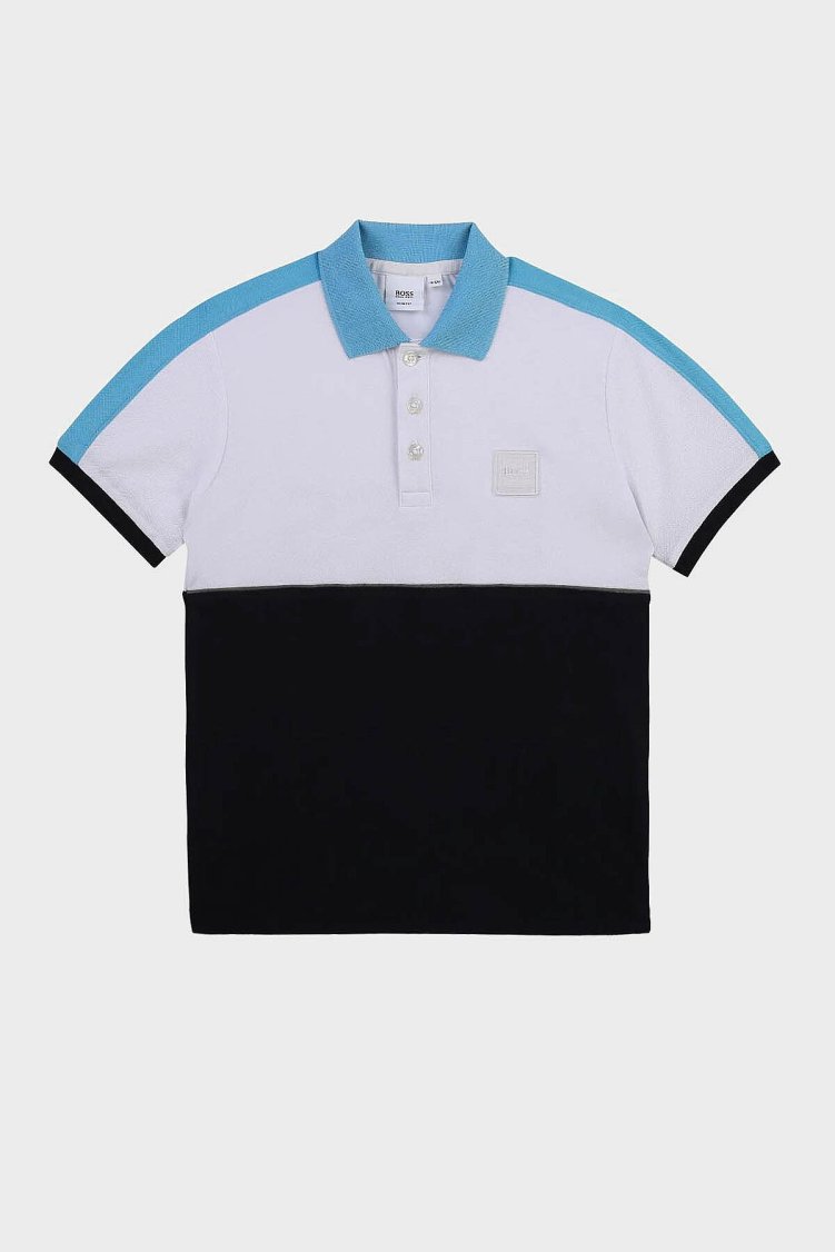 Hugo Boss Pamuklu Çocuk Polo Yaka T Shirt 25L24/N68 WHITE NAVY Lacivert-beyaz - Hugo Boss