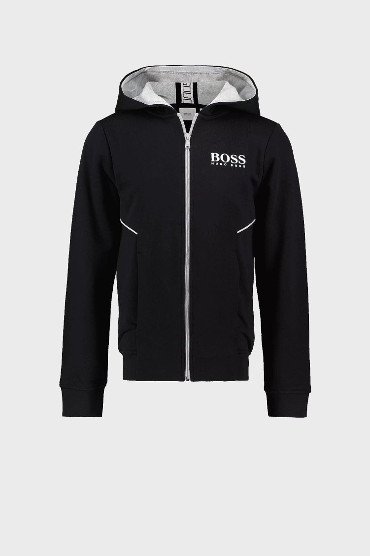 Hugo Boss Pamuklu Fermuarlı Kapüşonlu Çocuk Sweat 25M09/09B BLACK Siyah - Hugo Boss