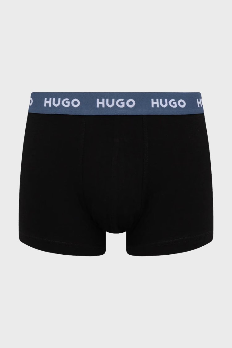 Hugo Desenli Streç Pamuklu 3 Pack Erkek Boxer 50532550 976 Mavi-Siyah - Hugo (1)