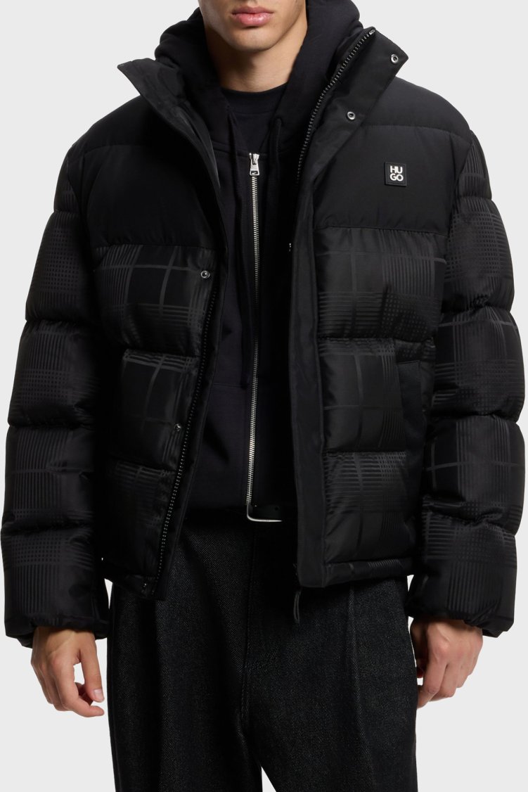Hugo Kapitoneli Regular Fit Dik Yaka Şişme Erkek Mont 50570791 001 Siyah - Hugo