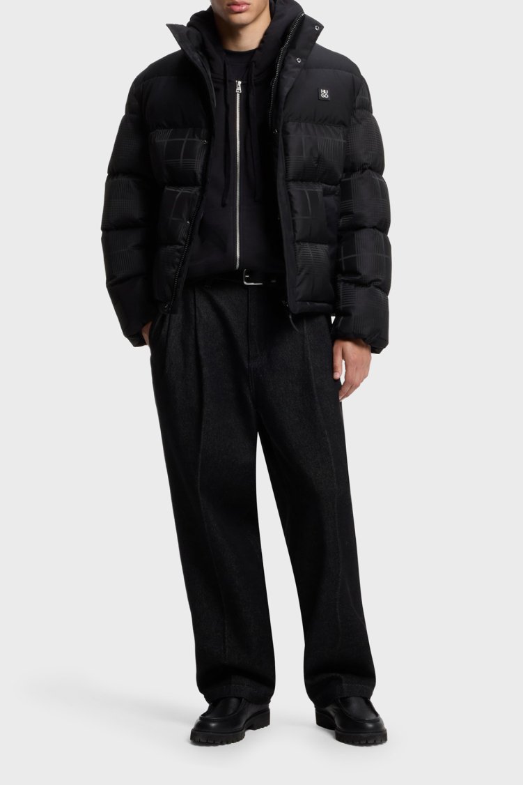 Hugo Kapitoneli Regular Fit Dik Yaka Şişme Erkek Mont 50570791 001 Siyah - Hugo (1)