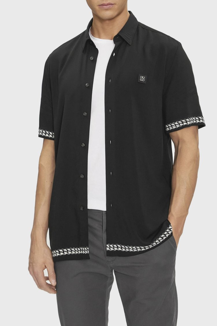 Hugo Kısa Kollu Relaxed Fit Erkek Gömlek 50514168 001 SİYAH - Hugo