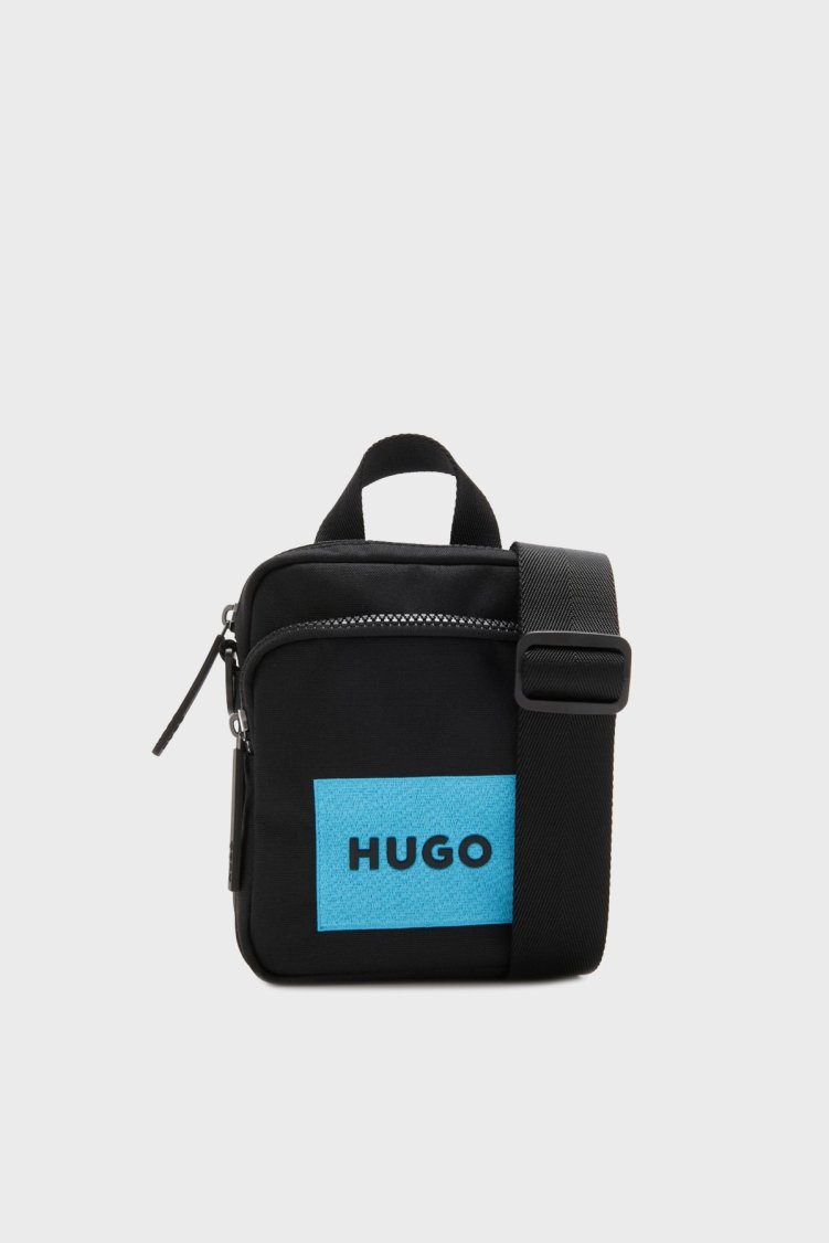 Hugo Logo Baskılı Çıkarılabilir Askılı Fermuarlı Erkek Çanta 50516606 001 SİYAH - Hugo