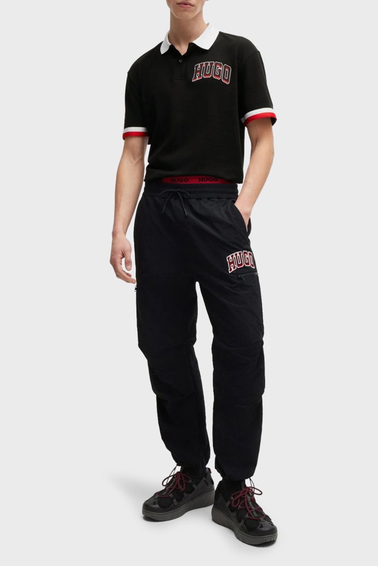 Hugo Logo Baskılı Pamuklu Relaxed Fit Düğmeli Erkek Polo Yaka T Shirt 50510183 001 SİYAH - Hugo (1)