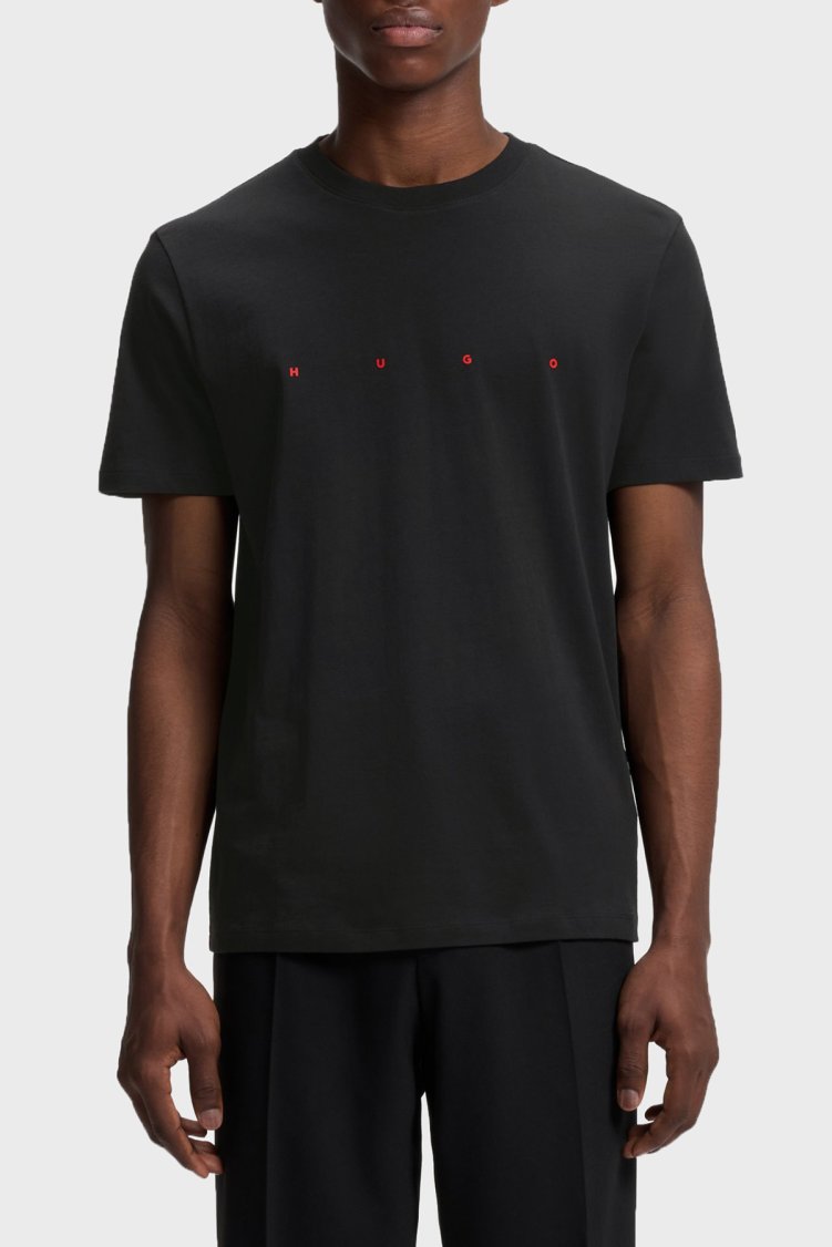 Hugo Logolu % 100 Pamuk Bisiklet Yaka Erkek T Shirt 50566086 001 Siyah - Hugo