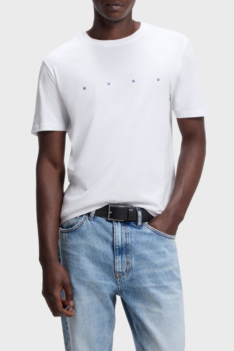 Hugo Logolu % 100 Pamuk Bisiklet Yaka Erkek T Shirt 50566086 100 Beyaz - Hugo