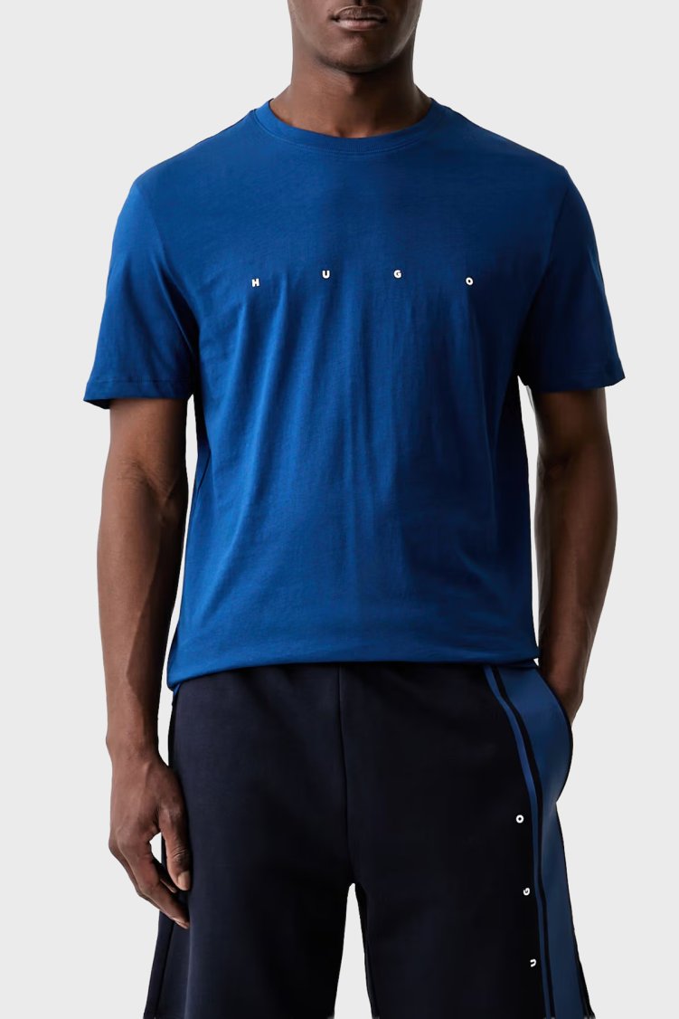 Hugo Logolu % 100 Pamuk Bisiklet Yaka Erkek T Shirt 50566086 498 Mavi - Hugo