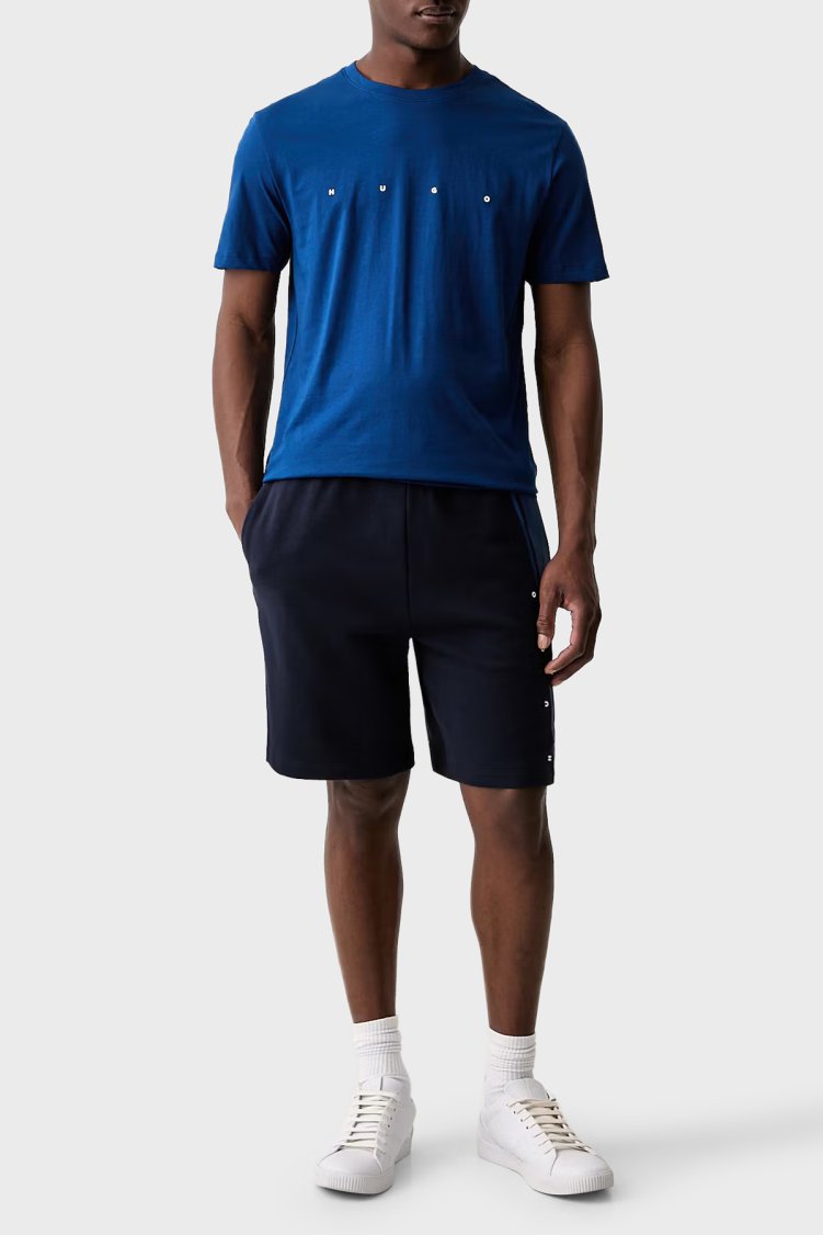 Hugo Logolu % 100 Pamuk Bisiklet Yaka Erkek T Shirt 50566086 498 Mavi - Hugo (1)