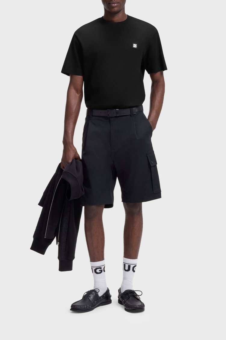 Hugo Logolu % 100 Pamuk Relaxed Fit Bisiklet Yaka Erkek T Shirt 50556580 002 SİYAH - Hugo (1)