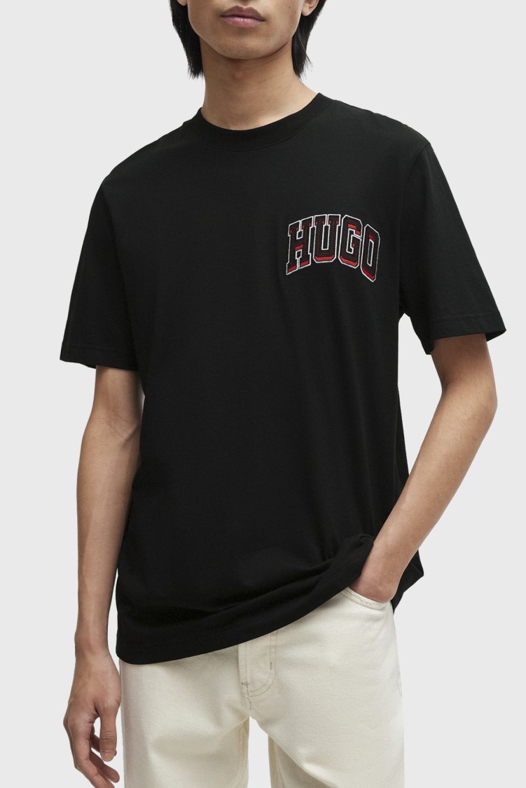 Hugo Logolu Bisiklet Yaka Regular Fit Pamuklu Erkek T Shirt 50515067 001 SİYAH - Hugo