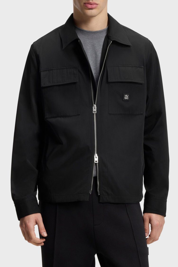 Hugo Logolu Oversize Fit Fermuarlı Erkek Gömlek 50564330 001 Siyah - Hugo