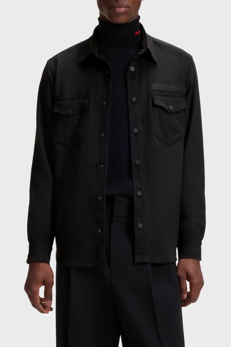 Hugo Logolu Oversize Klasik Yaka Erkek Gömlek 50566311 001 Siyah - Hugo