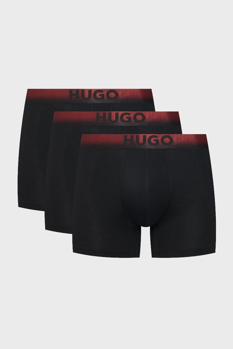 Hugo Logolu Pamuklu 3 Pack Erkek Boxer 50556563 963 SİYAH - Hugo