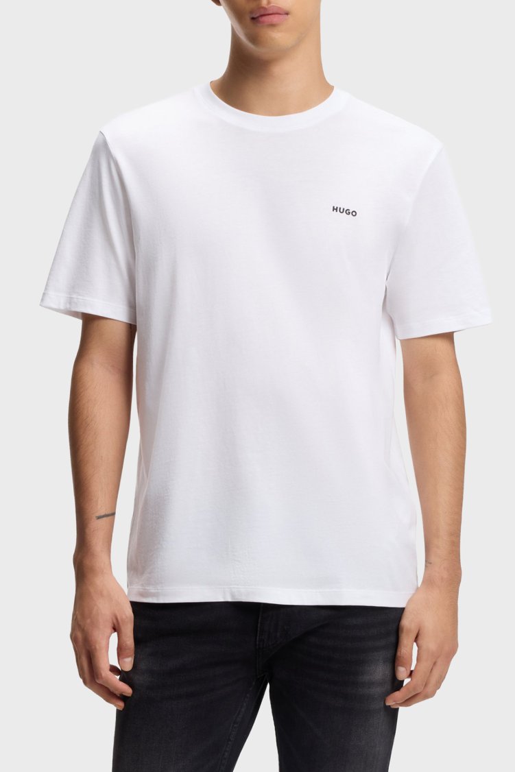 Hugo Logolu Pamuklu Regular Fit Bisiklet Yaka Erkek T Shirt 50466158 100 BEYAZ - Hugo