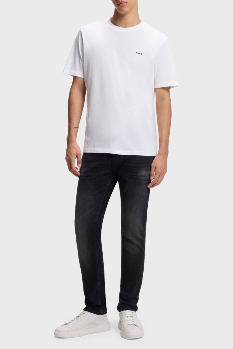 Hugo Logolu Pamuklu Regular Fit Bisiklet Yaka Erkek T Shirt 50466158 100 BEYAZ - Hugo (1)