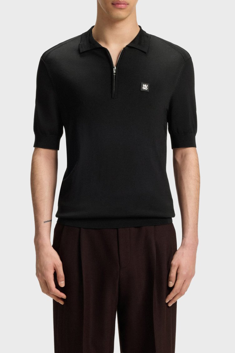 Hugo Logolu Regular Fit Kısa Kollu Fermuarlı Erkek Polo 50542750 001 SİYAH - Hugo