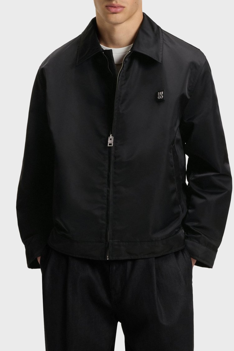 Hugo Logolu Regular Fit Su İtici Gömlek Yaka Erkek Ceket 50541595 001 SİYAH - Hugo