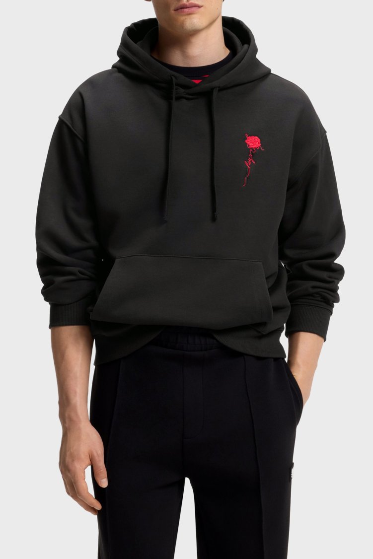Hugo Logolu Relaxed Fit Kapüşonlu Erkek Sweat 50574451 001 Siyah - Hugo