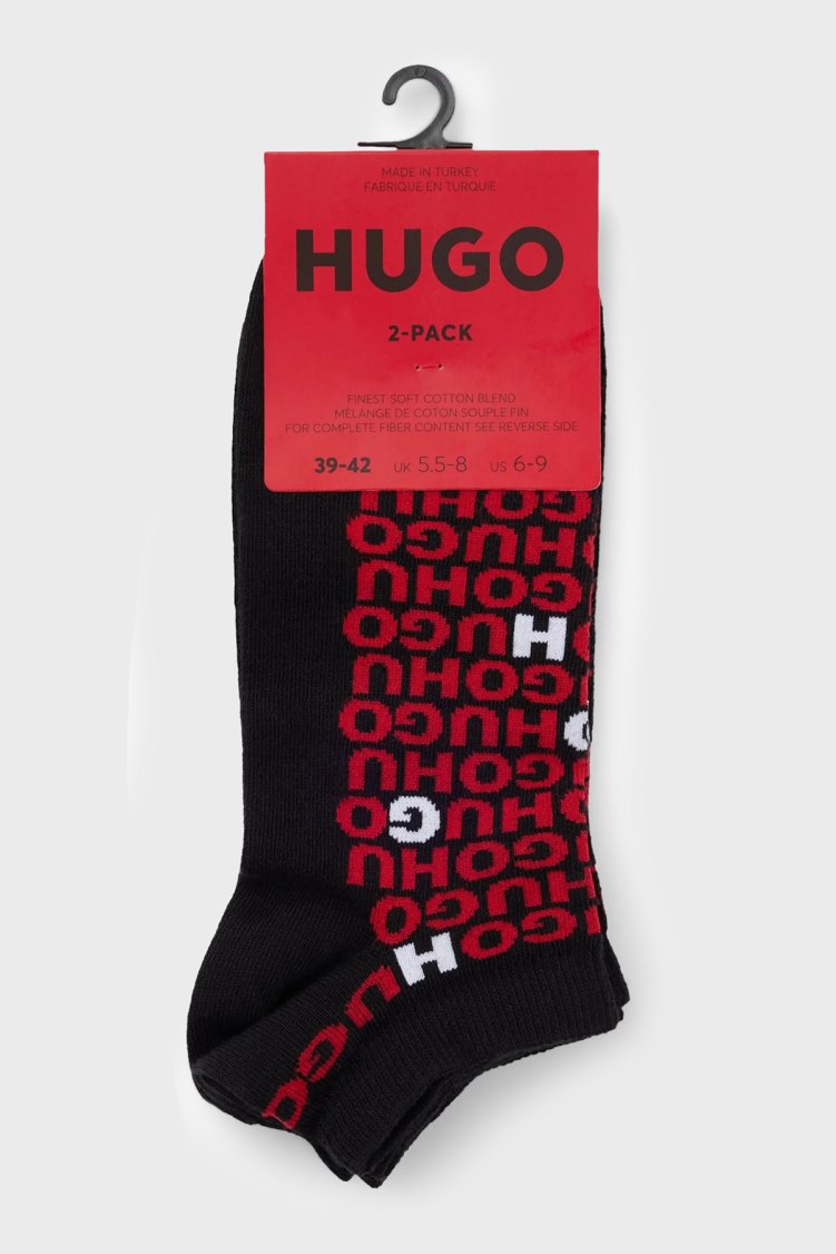 Hugo Logolu Streç Pamuklu 2 Pack Erkek Çorap 50520998 001 SİYAH-KIRMIZI - Hugo