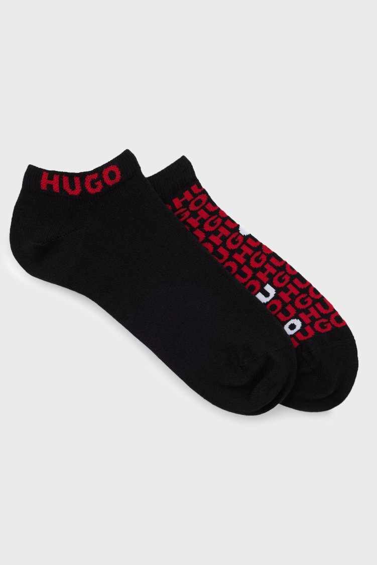 Hugo Logolu Streç Pamuklu 2 Pack Erkek Çorap 50520998 001 SİYAH-KIRMIZI - Hugo (1)