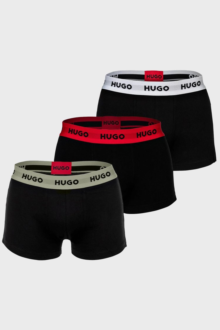 Hugo Logolu Streç Pamuklu 3 Pack Erkek Boxer 50532611 977 SİYAH - Hugo