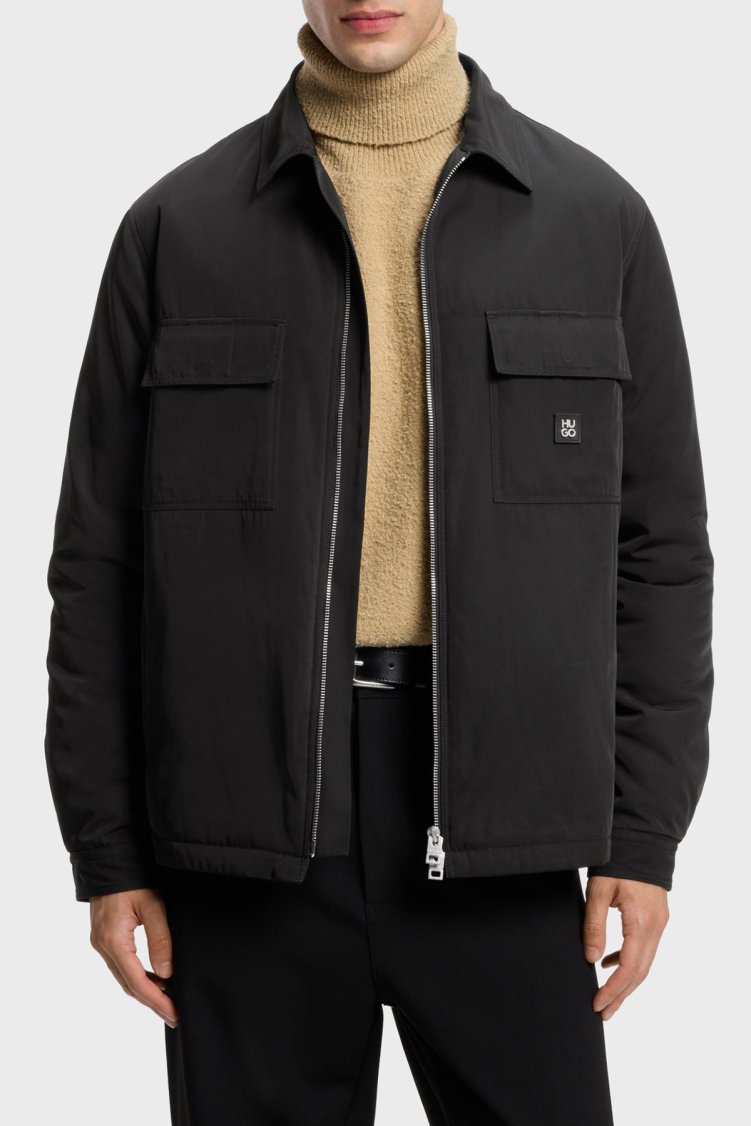Hugo Oversize Fit Yaka Fermuarlı Erkek Gömlek 50570487 001 Siyah - Hugo