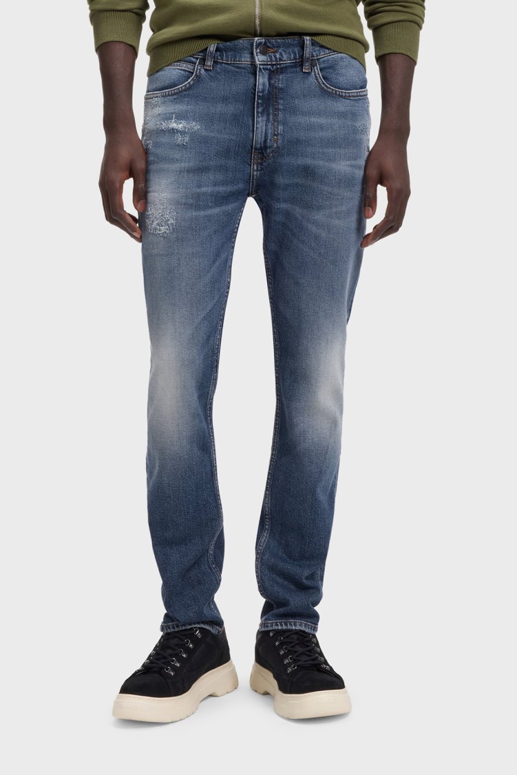 Hugo Pamuklu Esnek Kumaştan Slim Fit Dar Paça Jeans Erkek Kot Pantolon 50555182 413 LACİVERT - Hugo