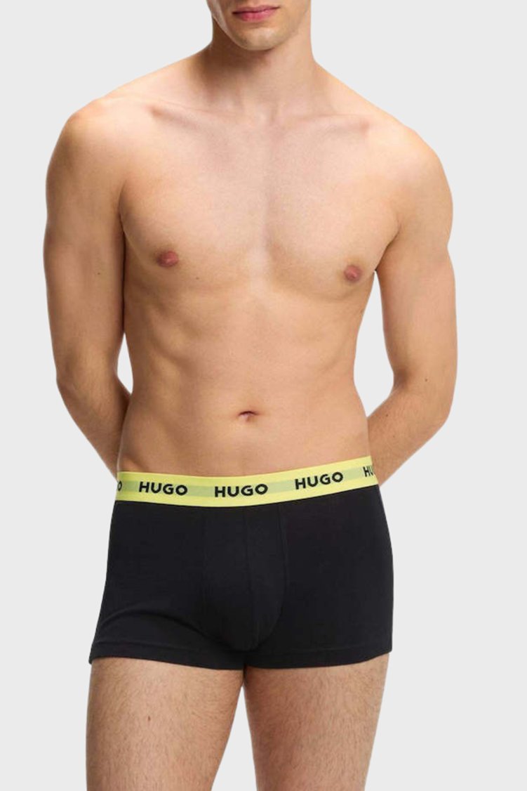 Hugo Pamuklu Logolu 3 Lü Erkek Boxer 50532611 008 Siyah-Siyah-Siyah - Hugo (1)