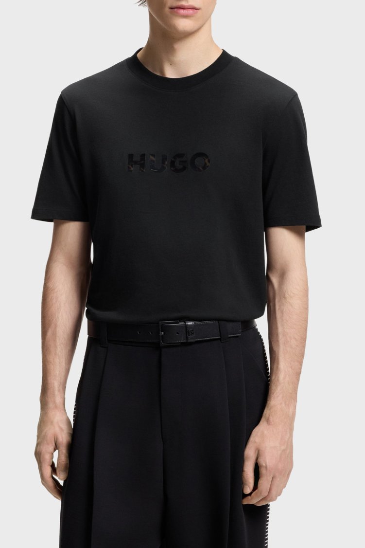 Hugo Pamuklu Regular Fit Logolu Bisiklet Yaka Erkek T Shirt 50557437 001 SİYAH - Hugo
