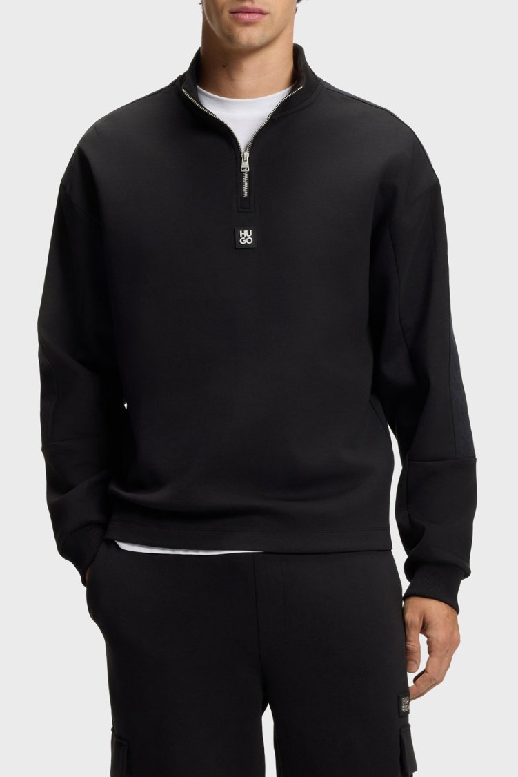 Hugo Pamuklu Regular Fit Yarım Fermuarlı Dik Yaka Erkek Sweat 50546402 001 SİYAH - Hugo