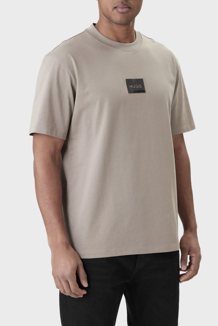 Hugo Pamuklu Relaxed Fit Logolu Bisiklet Yaka Erkek T Shirt 50557445 237 BEJ - Hugo
