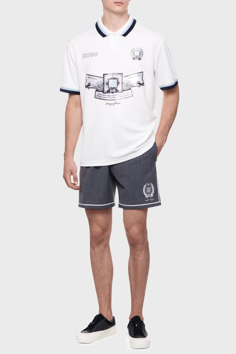 Hugo Relaxed Fit Logo Desenli Düğmeli Erkek Polo Yaka T Shirt 50516088 100 BEYAZ - Hugo (1)