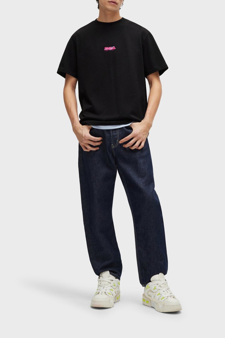 Hugo Sırt Baskılı Pamuklu Relaxed Fit Erkek T Shirt 50509966 001 SİYAH - Hugo (1)