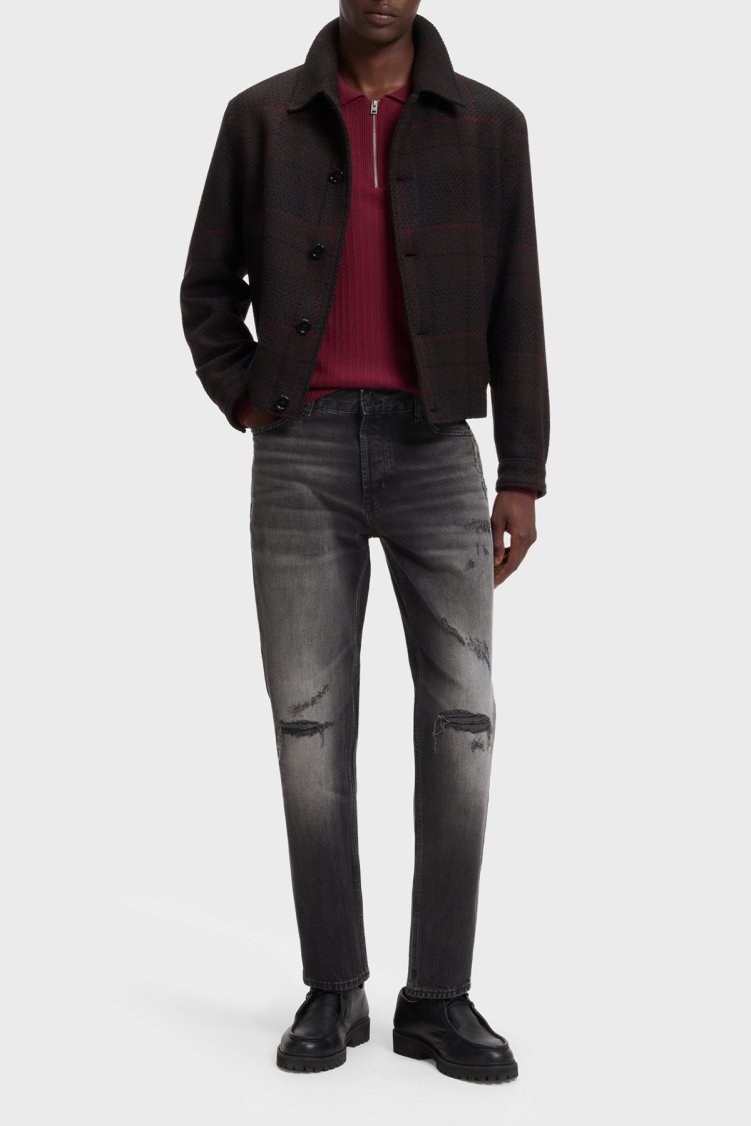 Hugo Straight Fit Yırtıklı Erkek Kot Pantolon 50568096 015 Koyu gri - Hugo (1)